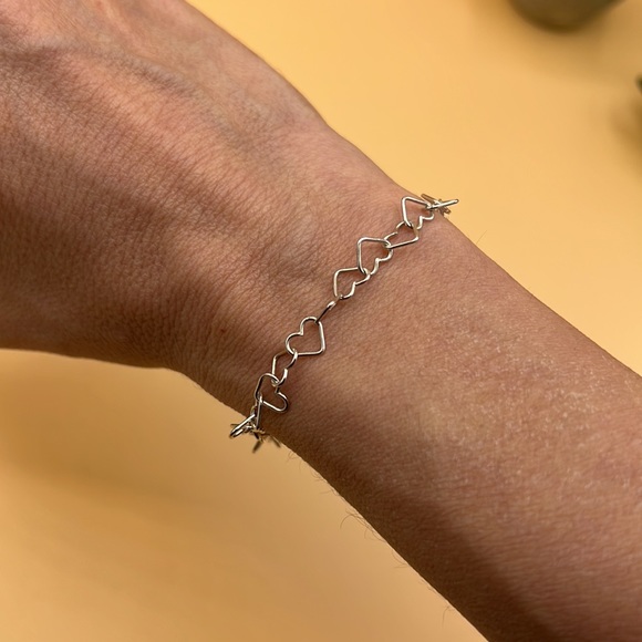 unknown Jewelry Sterling Silver Heart Shaped Link Bracelet Poshmark